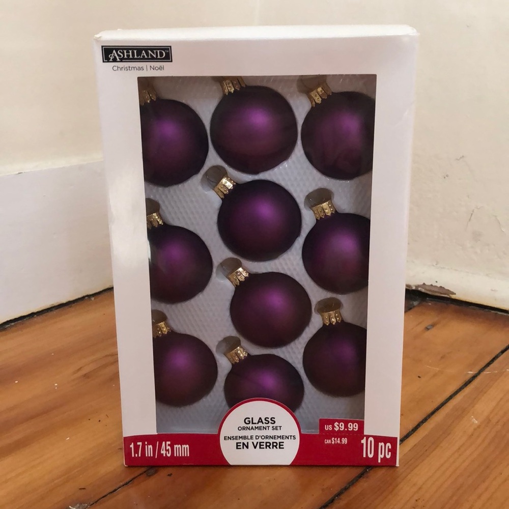 Mini Purple Glass Ornament Set